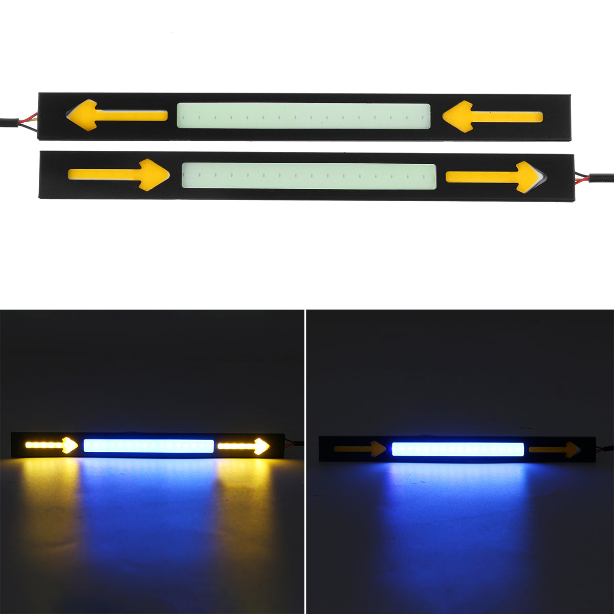Black 2Pcs Car COB LED Daytime Running Lights  DRL Turn Signal Fog Lamps 12V 5W Waterproof Universal