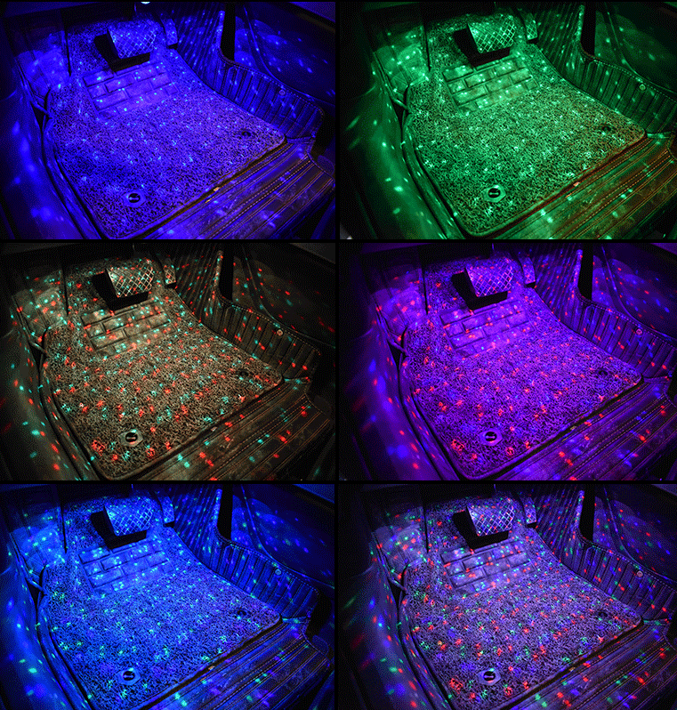 Dark Violet Car interior modification colorful sound control led decorative atmosphere lamp (Colorful)
