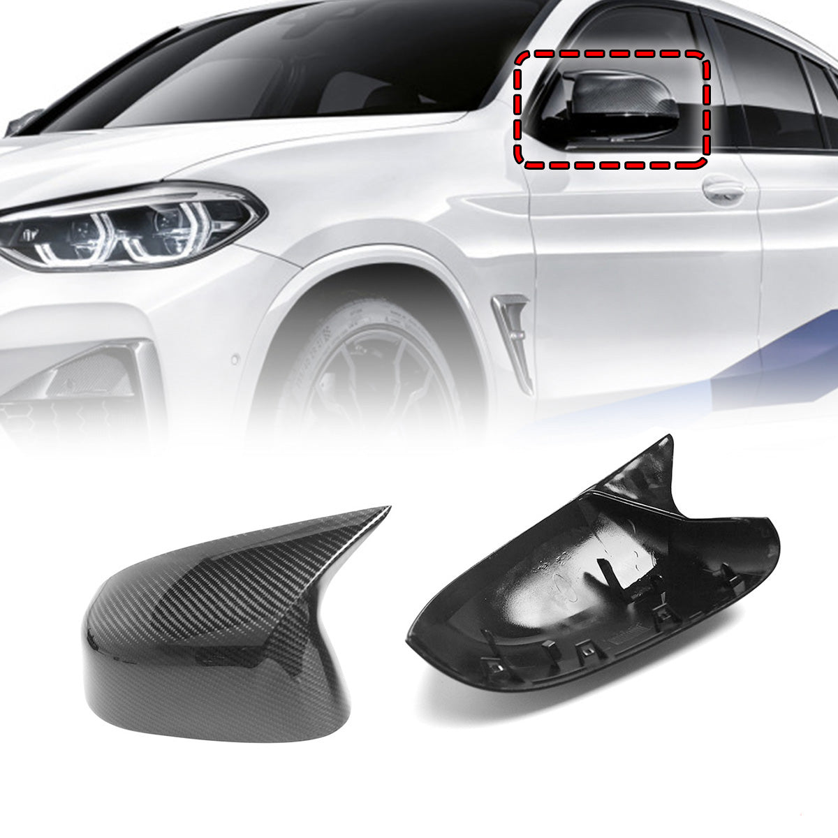 Lavender A Pair Replacement Plastic Gloss Rear Side Car Mirror Cover For BMW X3 - X6 G01 2018 +