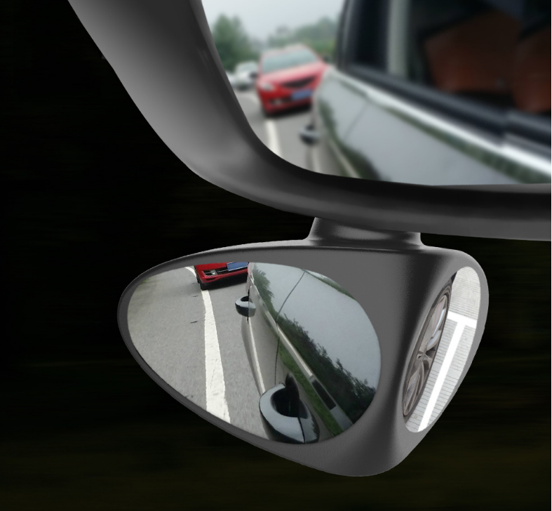 Dark Gray Double vision auxiliary mirror car rearview mirror