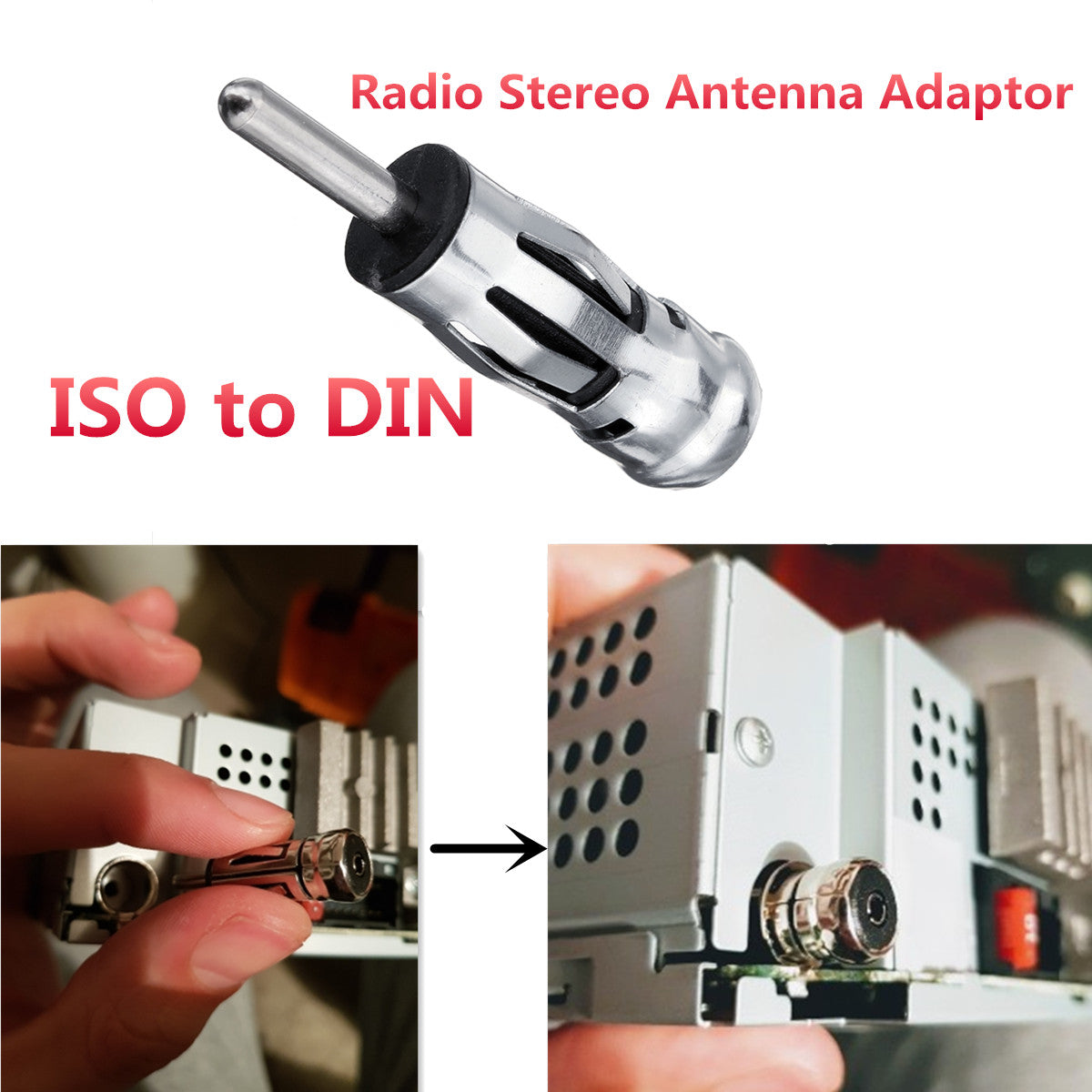 White Smoke ISO To DIN Car Radio Stereo Male Aerial Antenna Adaptor Tuner Adapter Connector