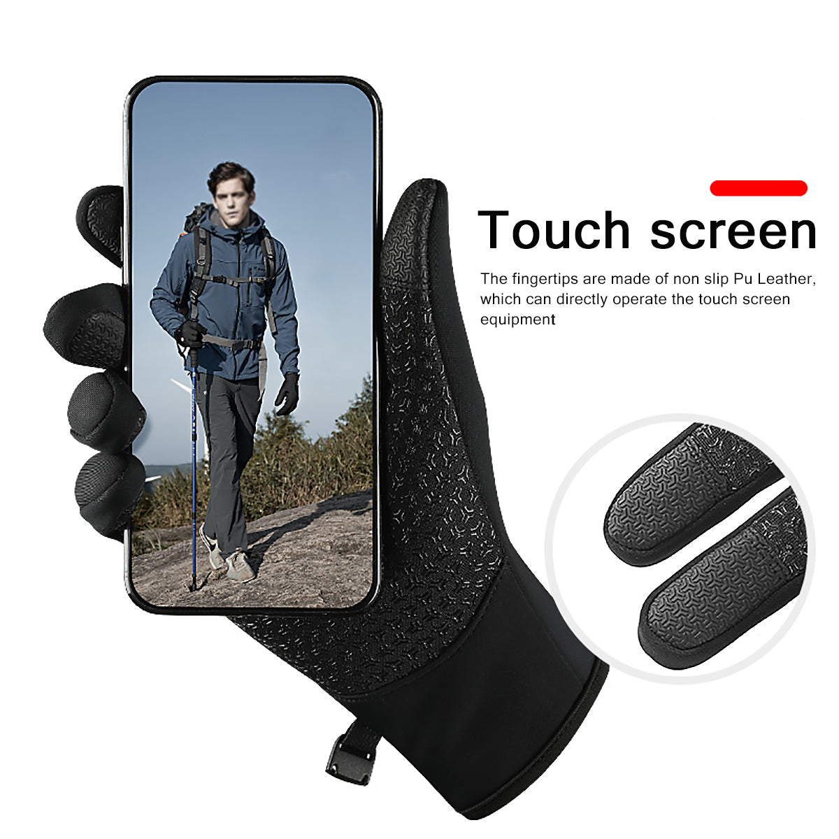 Black Winter Skiing Gloves Touch Screen Sport Outdoor Snowboarding Windproof Thermal