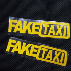 Gold Fake taxi drift sign funny car sticker (Yellow)