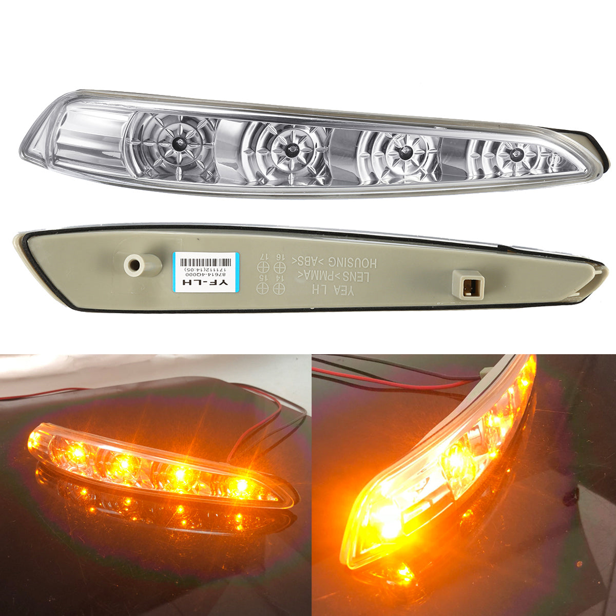 Dark Gray Car Rearview Mirror Light Turn Signal Lights Lamp Left Right  For Hyundai 2011-2014