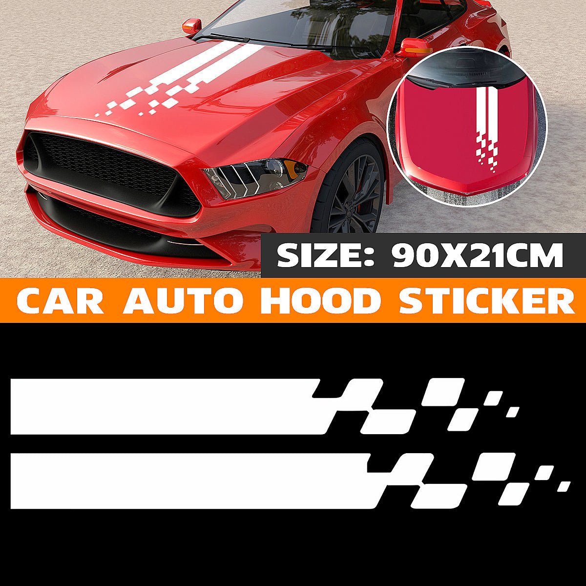 Dark Orange Universal Car Auto Hood DIY Sticker Engine Cover Scratched Styling Decal Decoration