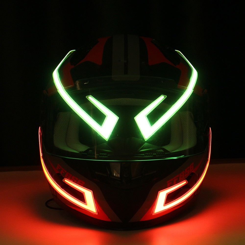 Dark Green Motorcycle Helmet EL Cold Light Helmet Light Strip Night Signal Luminous Modified Strip Helmet Sticker