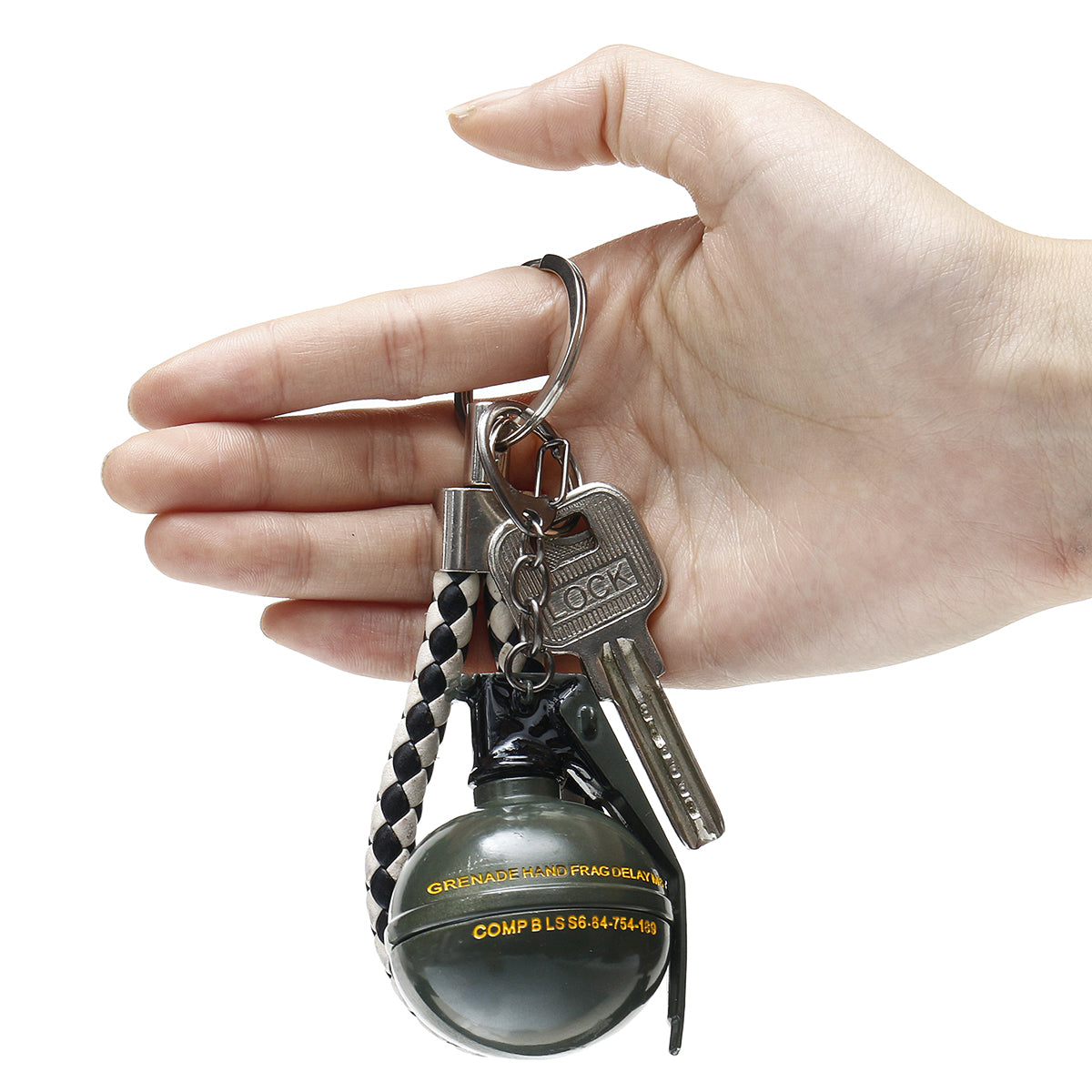 Dim Gray Zinc Alloy Fuel Grenade Weapons Decorative Hanging Key Chains Keychain