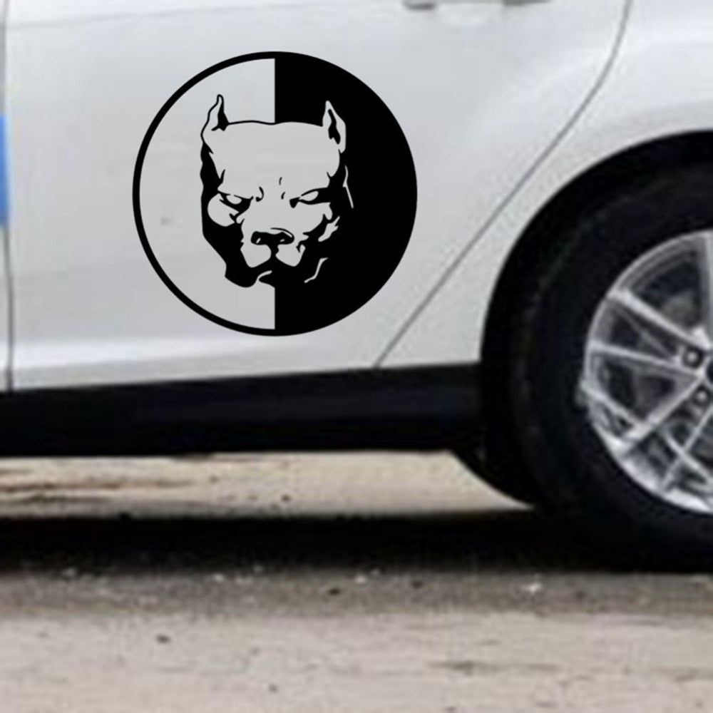 Black 12x12CM Car Stickers Decals Pitbull Super Hero Dog Pattern Personalized for Auto