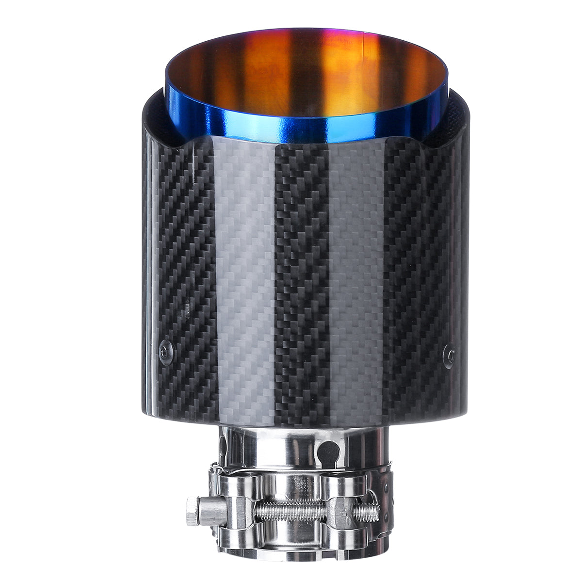 54MM Inlet 101MM Outlet Car Carbon Fiber Stainless Steel Car Rear Exhaust Tip Pipe Muffler Adapter Reducer Connector - Auto GoShop