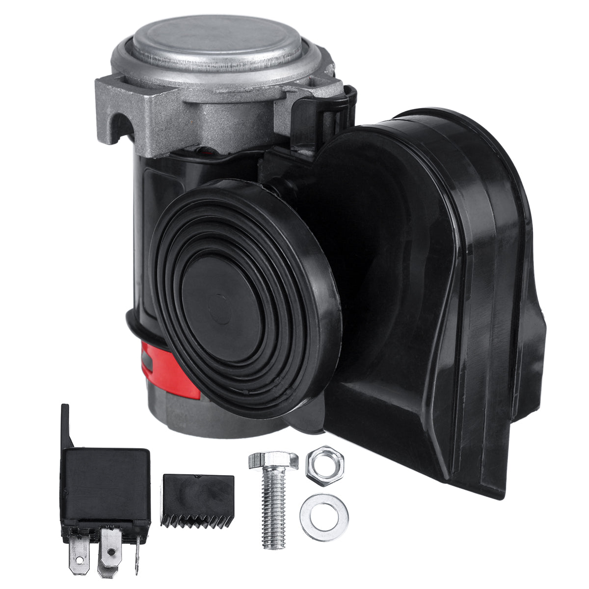 Black 24V 139dB Dual Tone Electric Air Horn Trumpet Pump Compressor Super Loud For Car Truck Motorcycle