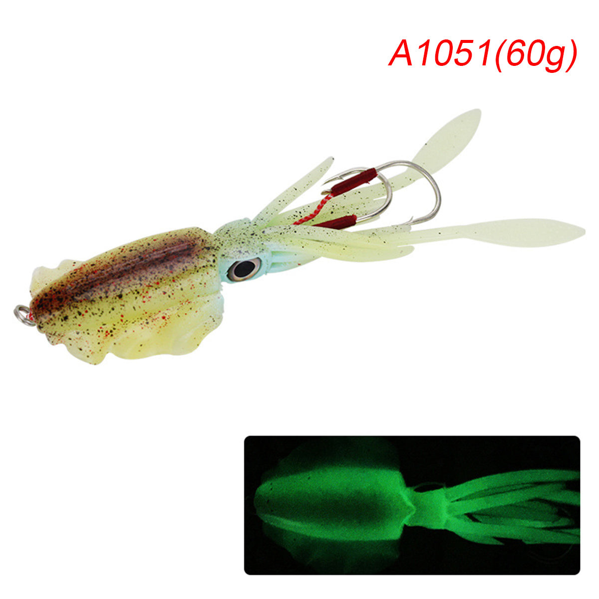 Tan 20g/60g Luminous Fishing Lure Bait Soft Octopus Squid Jig Boat Deep Sea Wobbler