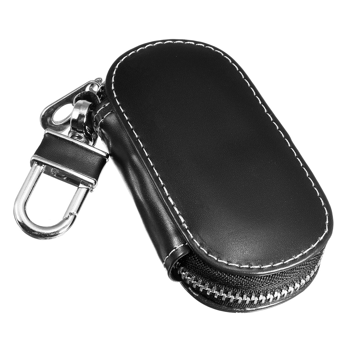 Dark Slate Gray Universal Genuine Leather Car Key Case/Bag Zipper Holder Organizer with Keychain Ring 4 Colors
