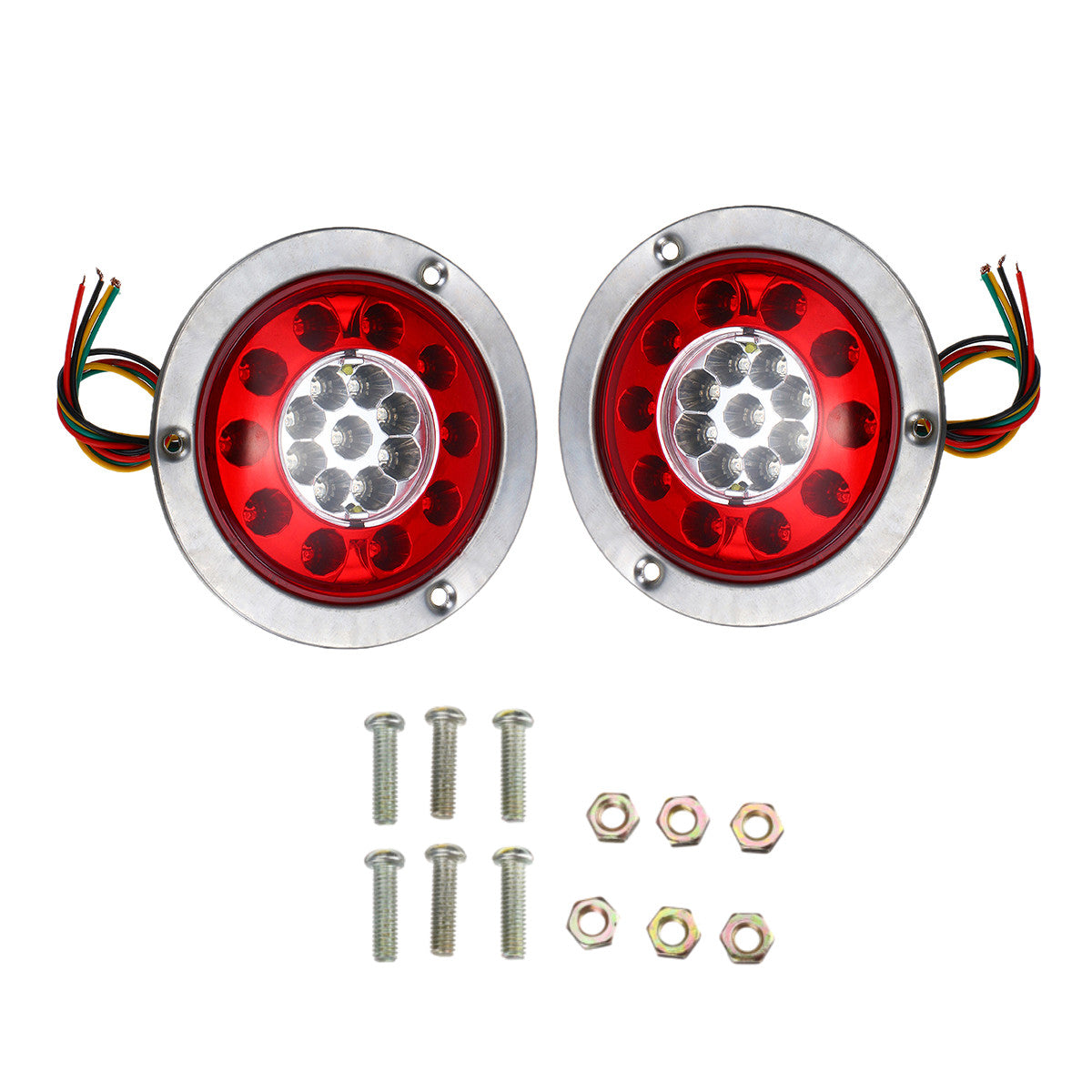 Firebrick 19 LED Truck Lorry Brake Lights Stop Turn Tail Lamp Stainless Steel Turn Signal Stop Lights
