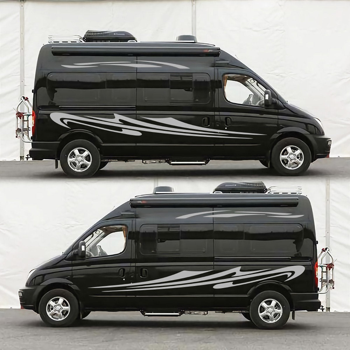 Black Stripes Decal Vehicle Camper Caravan Motorhome Stickers For Mercedes Sprinter