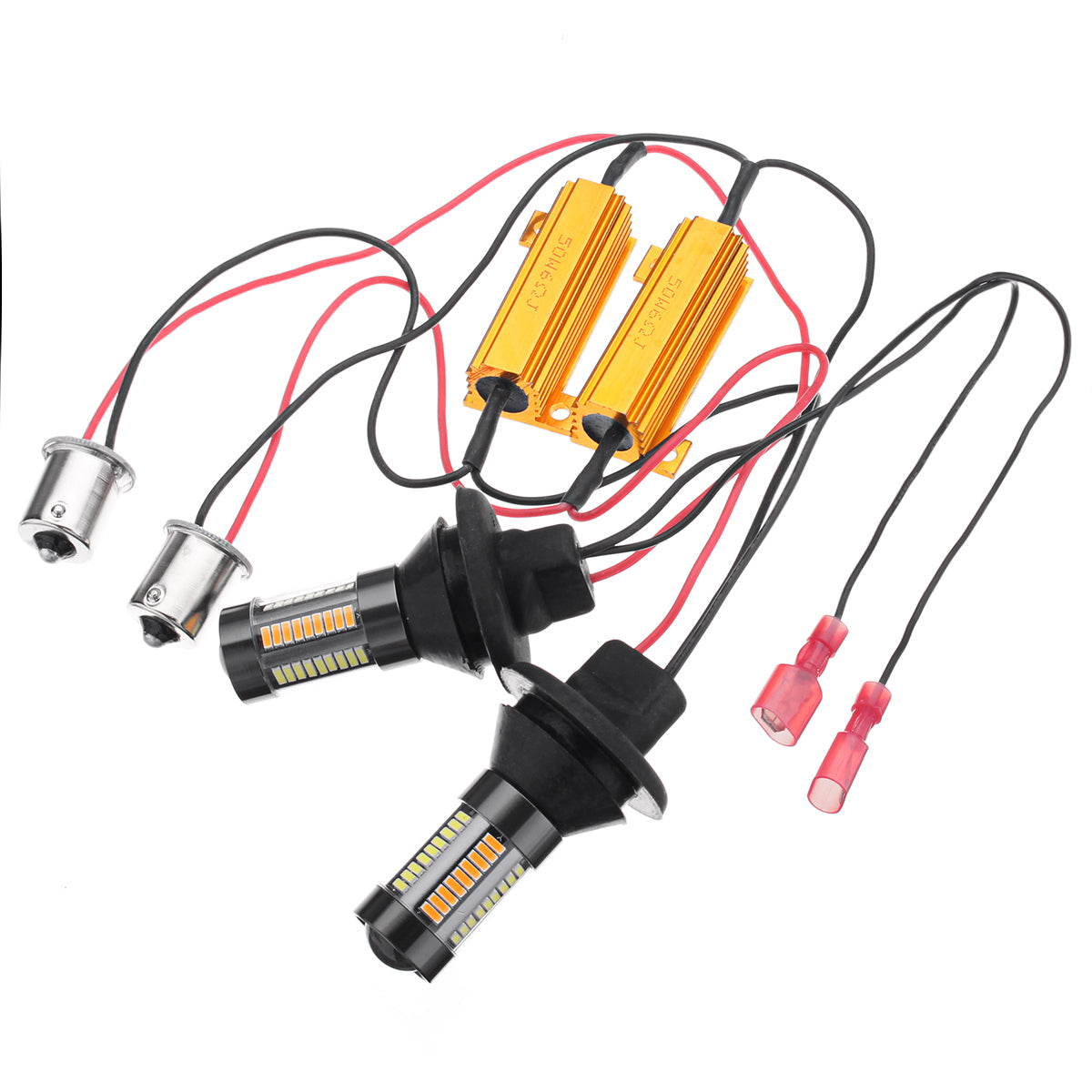 Goldenrod 2PCS 1156 Bau15s/Ba15s LED Turn Signal Lights Dual-Color Switchback DRL Bulb with CANBUS Decoder