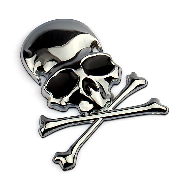 Black Automobile metal personality linked skull stickers (silvery)
