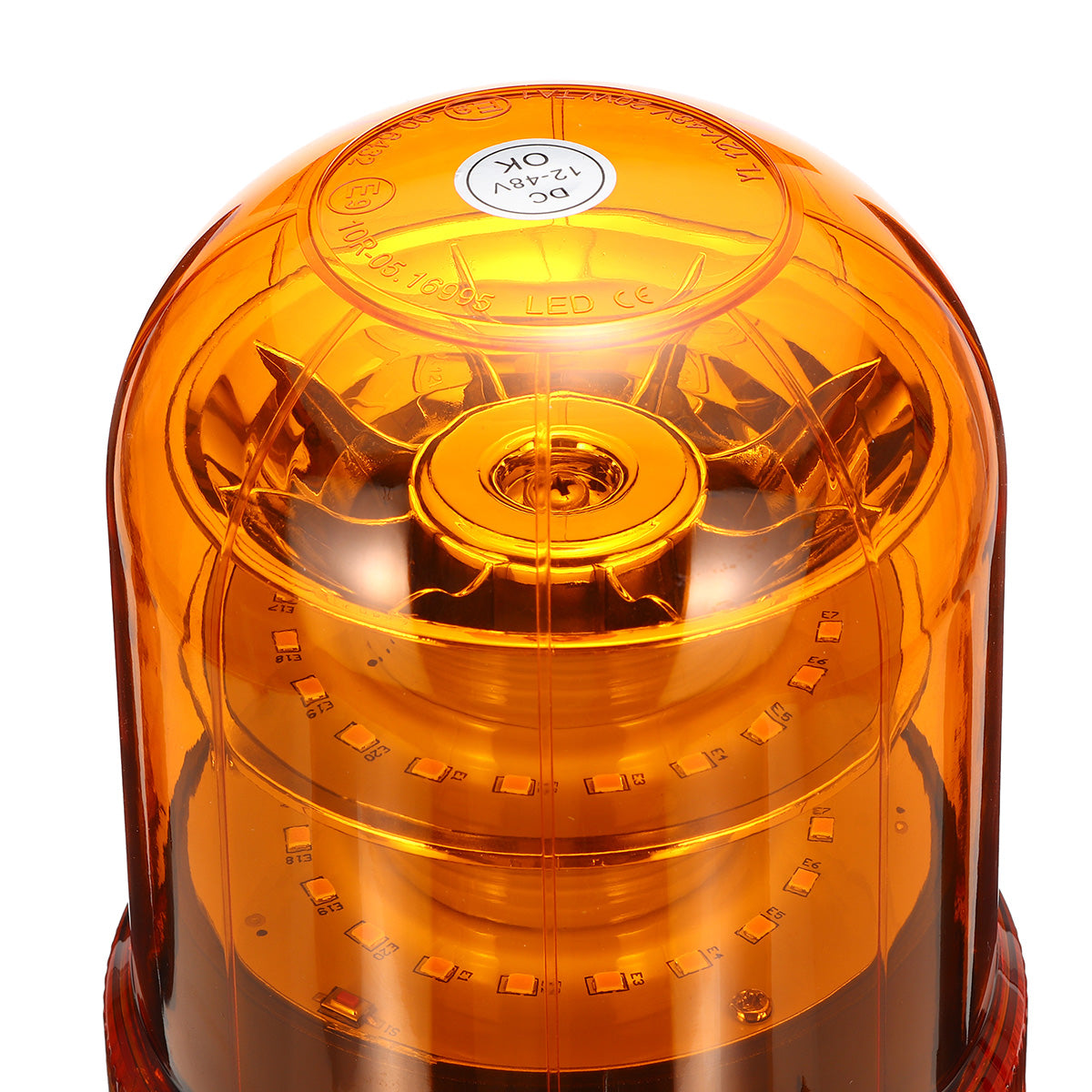 Dark Orange 40LED Warning Light 12-24V 4 Flashing Modes Beacon Flexible Din Pole Mount Tractor Warning Light