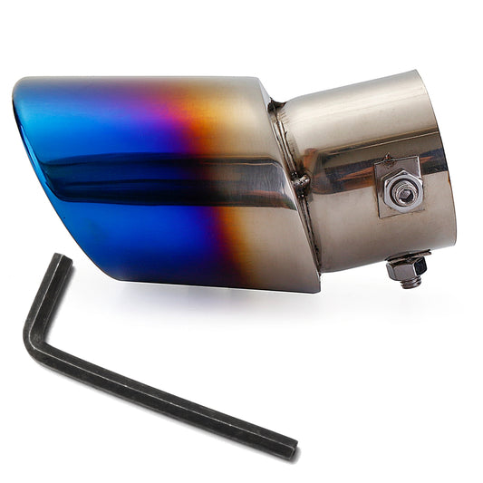 Dark Blue Universal Blue Grilled Half-Grilled Muffler Exhaust Tip End Tail Pipe