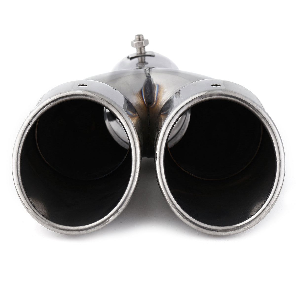 Black Universal Silver Double Outlet Exhaust Muffler Tip End Tail Pipe
