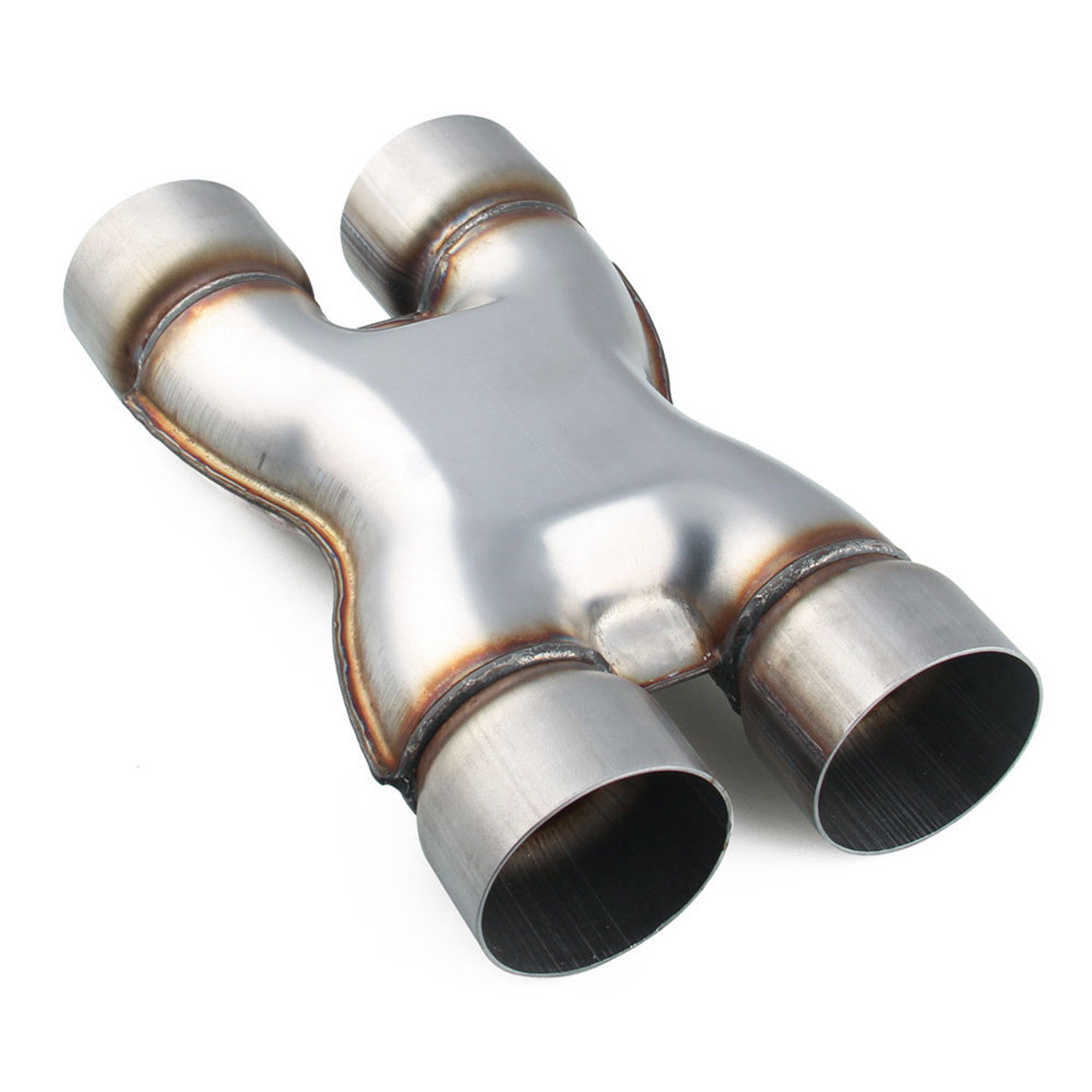 SXP6 Mild Steel Exhaust X Pipe Adapter Connector 3 inch Dual to 3 inch Dual Silver - Auto GoShop