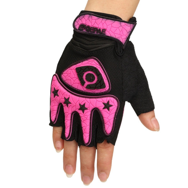 Hot Pink Half Finger Gloves Motorcycle Bicycle Riding Cycling For QEPAE QG052