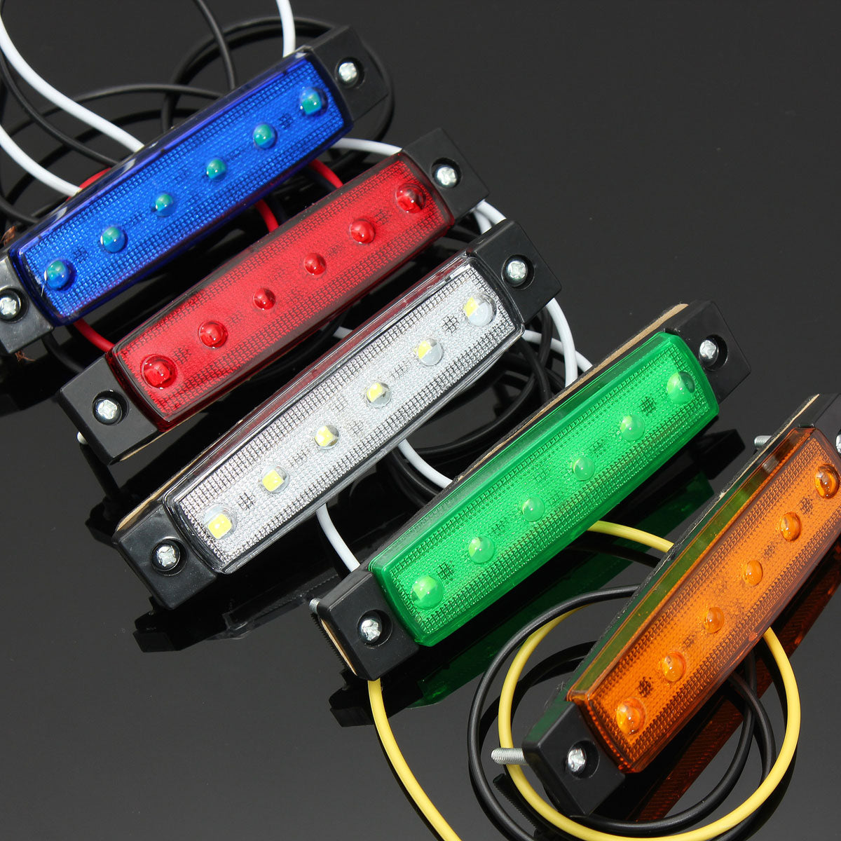 Medium Sea Green LED Side Marker Indicator Lights Lorry Sidelamp 9.6cm 5-Color for Jeep Car Truck SUV
