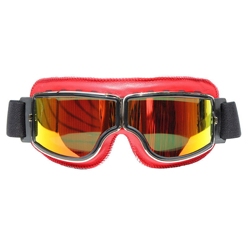 Brown Vintage Goggles Motorcycle Leather Goggles Glasses Cruiser Folding Helmet Eyewear