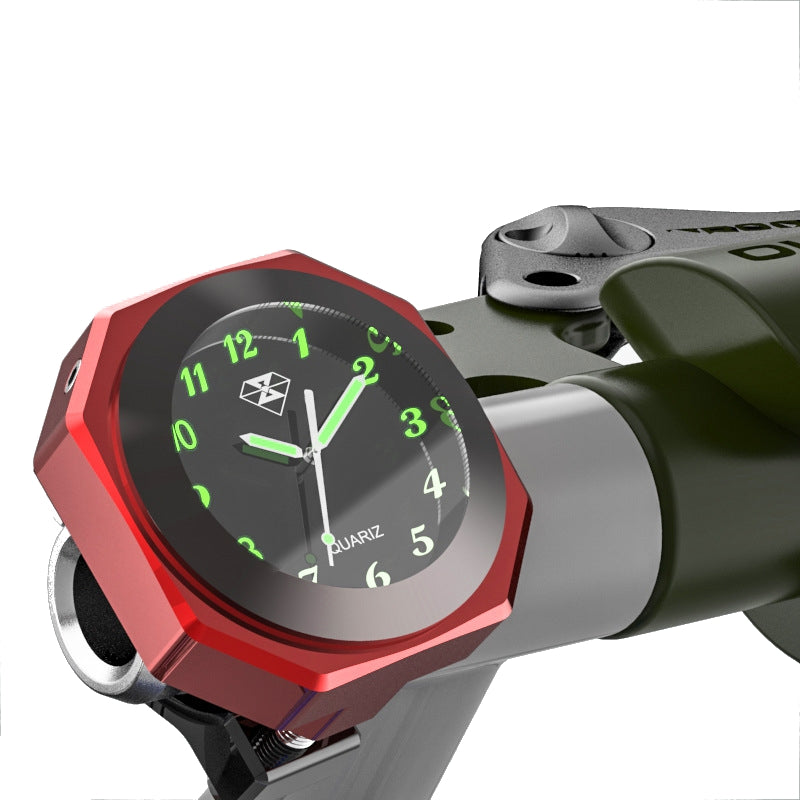 Dark Slate Gray 7/8inch 1inch Motorcycle Luminous Handlebar Mount Clock Watch Aluminum Alloy