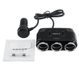 Black Dual USB Port 3 Way Auto Car Cig arette Lighter Socket Splitter Charger DC 12V Plug Adapter