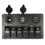Dark Slate Gray Laser LED Rocker Switch Panel Circuit Breaker USB Charger Socket For Car Boat Marine