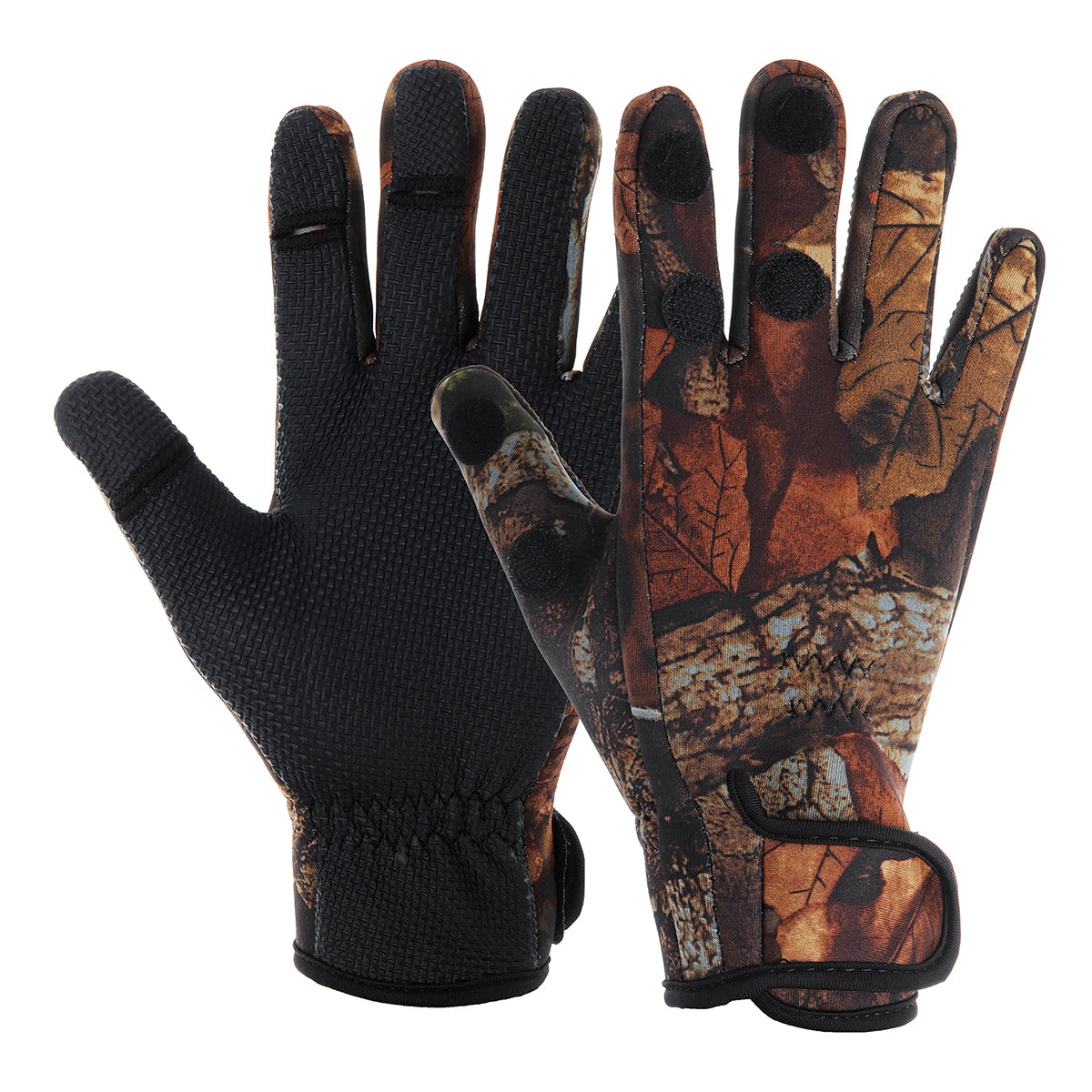 Dark Slate Gray Waterproof Neoprene Camo Gloves Motorcycle Racing Folding Fingers Fishing Shooting Hunting