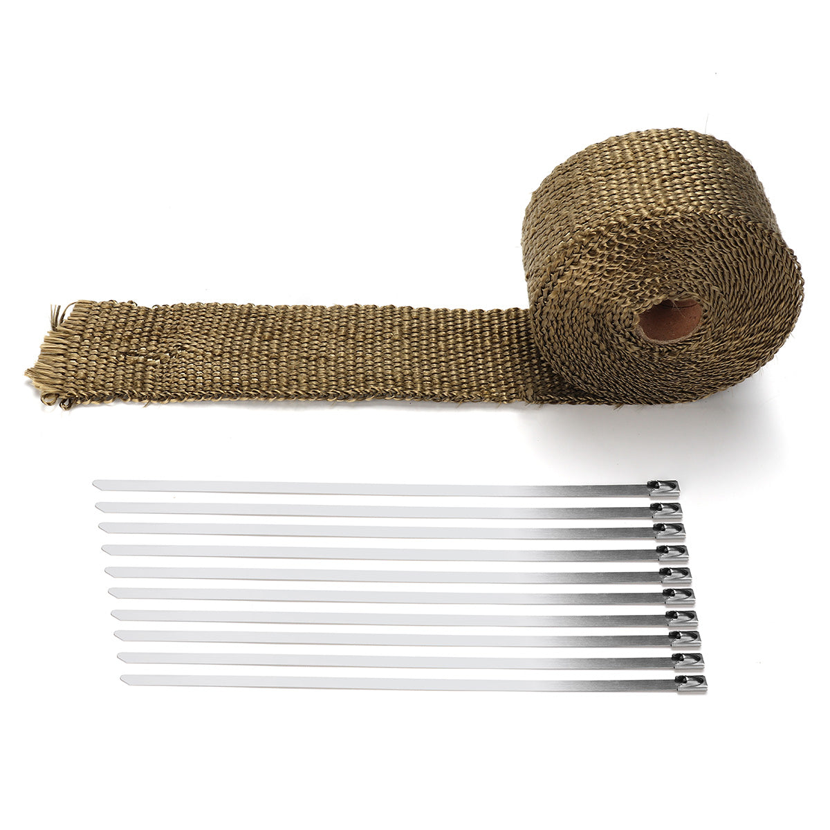 Dim Gray Titanium Header Exhaust Heat Wrap Tape Protection with Stainless Steel Zip Ties