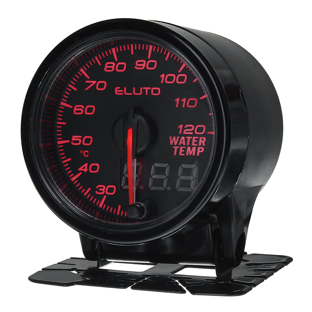 Black Eluto Universal Water Temperature Gauge Digital 10-color LED Display Car Meter 2inch 52mm