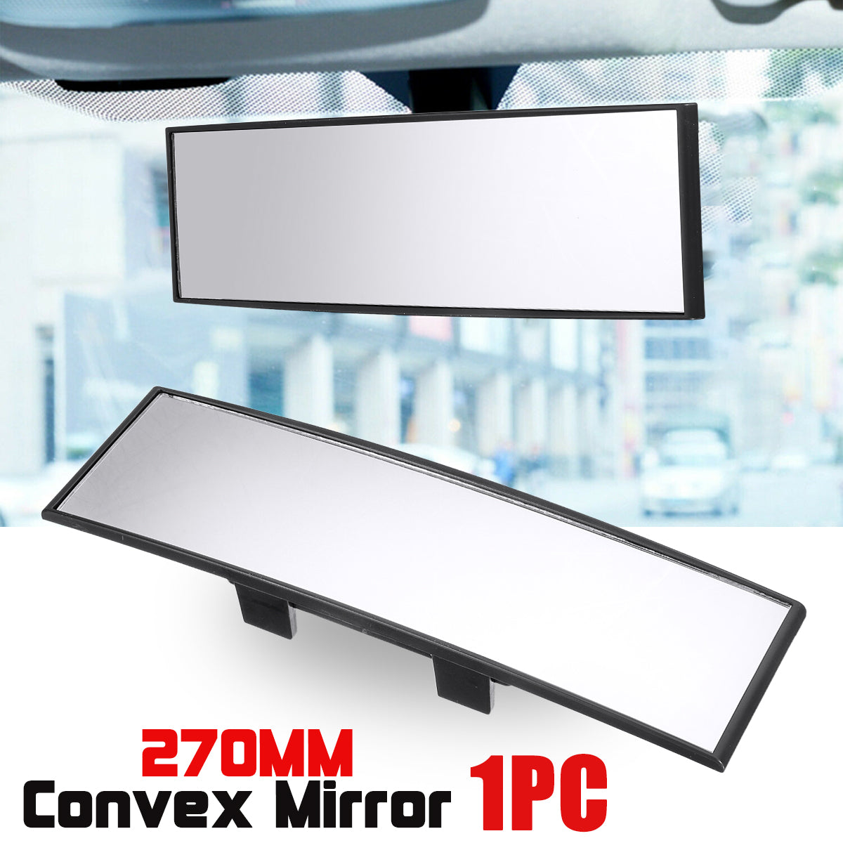 Lavender Car Interior Panoramic 270mm Convex Rear View Rearview Mirror Universal Clip On