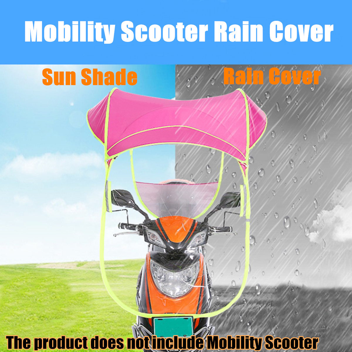 Mobility Scooter Sun Rain Wind Cover Electric Car Prevent Umbrella 2.8*0.8*0.75M - Auto GoShop