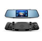 New driving recorder 5 inch touch screen after the view mirror HD 1080P double record voice prompt (Black) - Auto GoShop