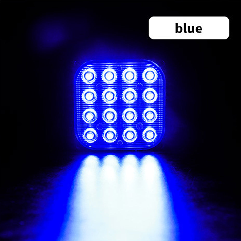 Blue 48W 16-LED Side Strobe Light Flash Light Aluminum White/Yellow/Red/Blue DC 12V-24V For Car SUV Vans Trucks