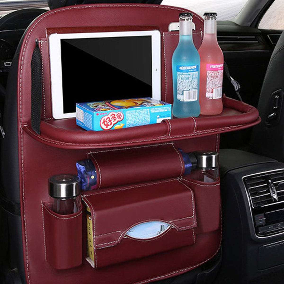 Tsumbay Car Storage Organizer Seat Back Protector 8 Pockets Kid Tablet Holder Tissue Box - Auto GoShop