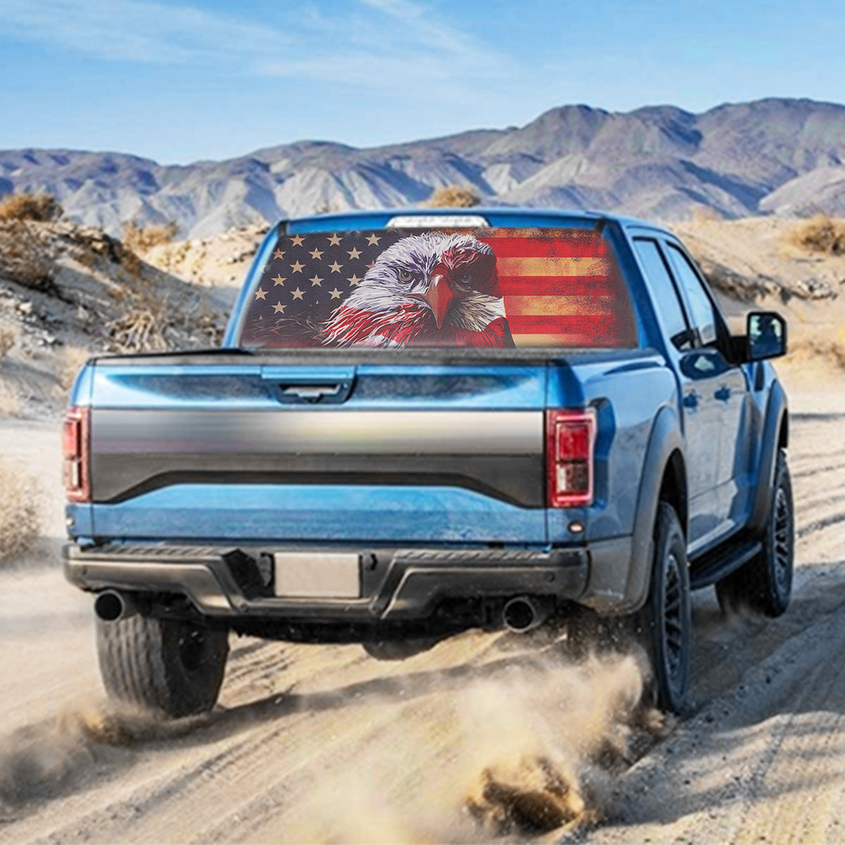 Slate Gray American Flag Bald Eagle Flag Stars Car Truck Rear Window Graphic Decal Sticker