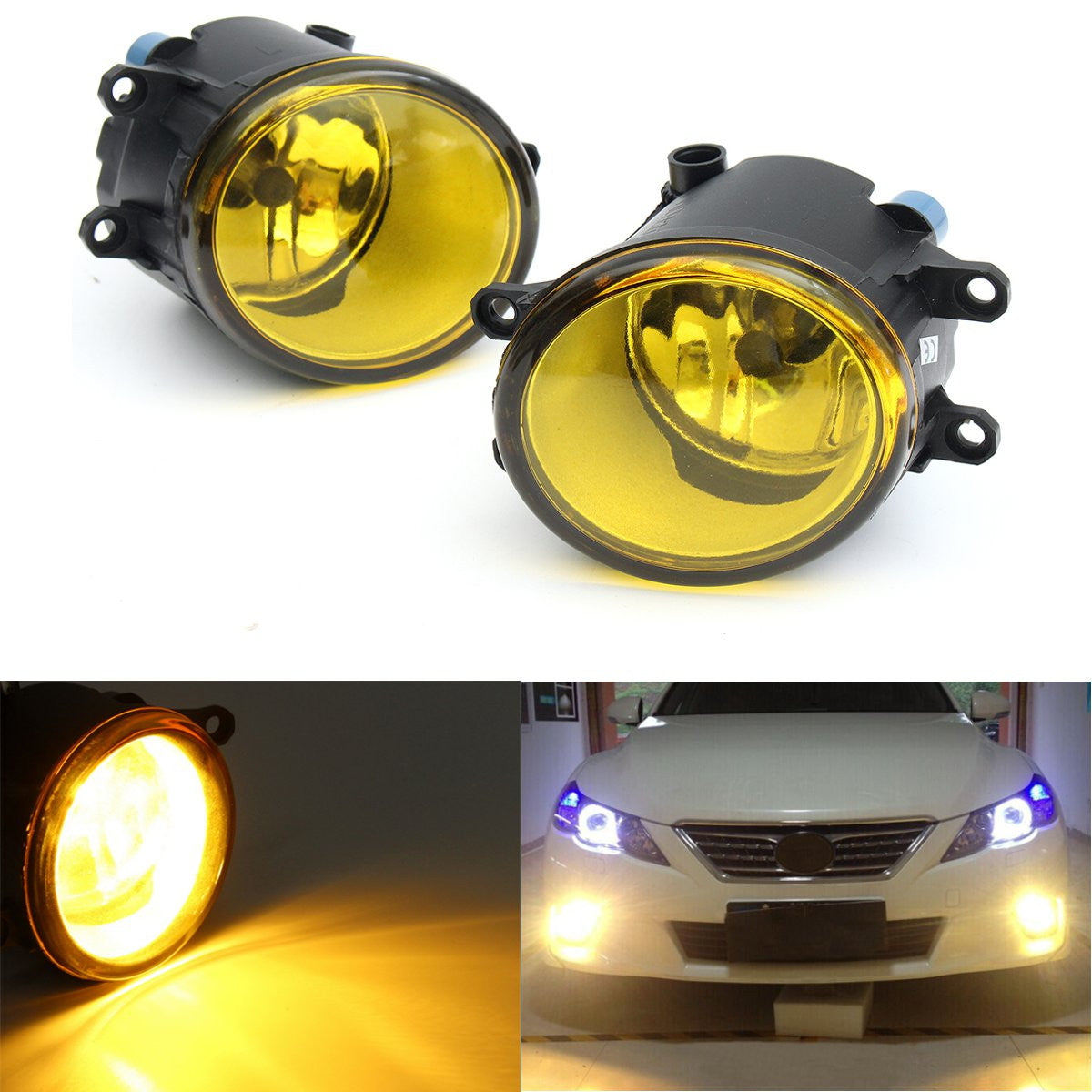 Goldenrod Pair Front Fog Light Yellow Lens with Bulbs 110W For Toyota For Lexus For Scion