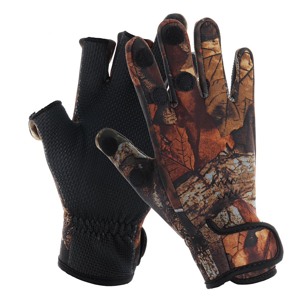 Dark Slate Gray Waterproof Neoprene Camo Gloves Motorcycle Racing Folding Fingers Fishing Shooting Hunting
