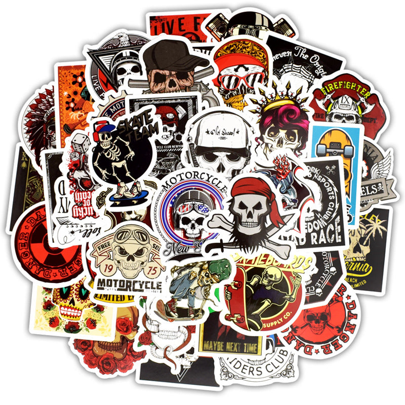 White Smoke Skull head doodle sticker (50 pieces)