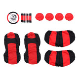 Universal Car Seat Covers Protector Full Set Steel Ring Wheel Cover Belt Pad Red Black - Auto GoShop