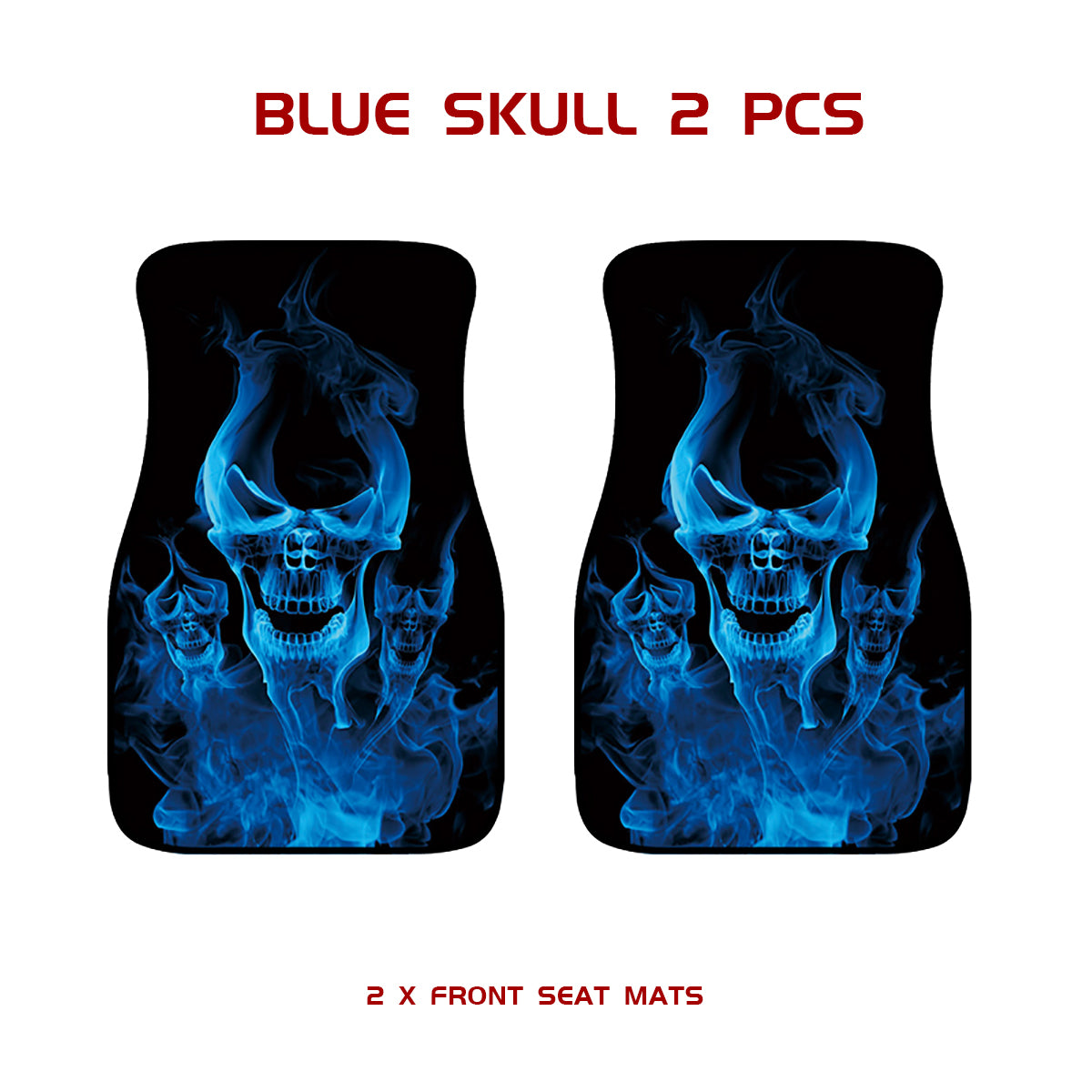 4/2/1 Pcs Car Seat Mats Rubber Back Universal Fit Non Slip Dustproof Skull 3D - Auto GoShop