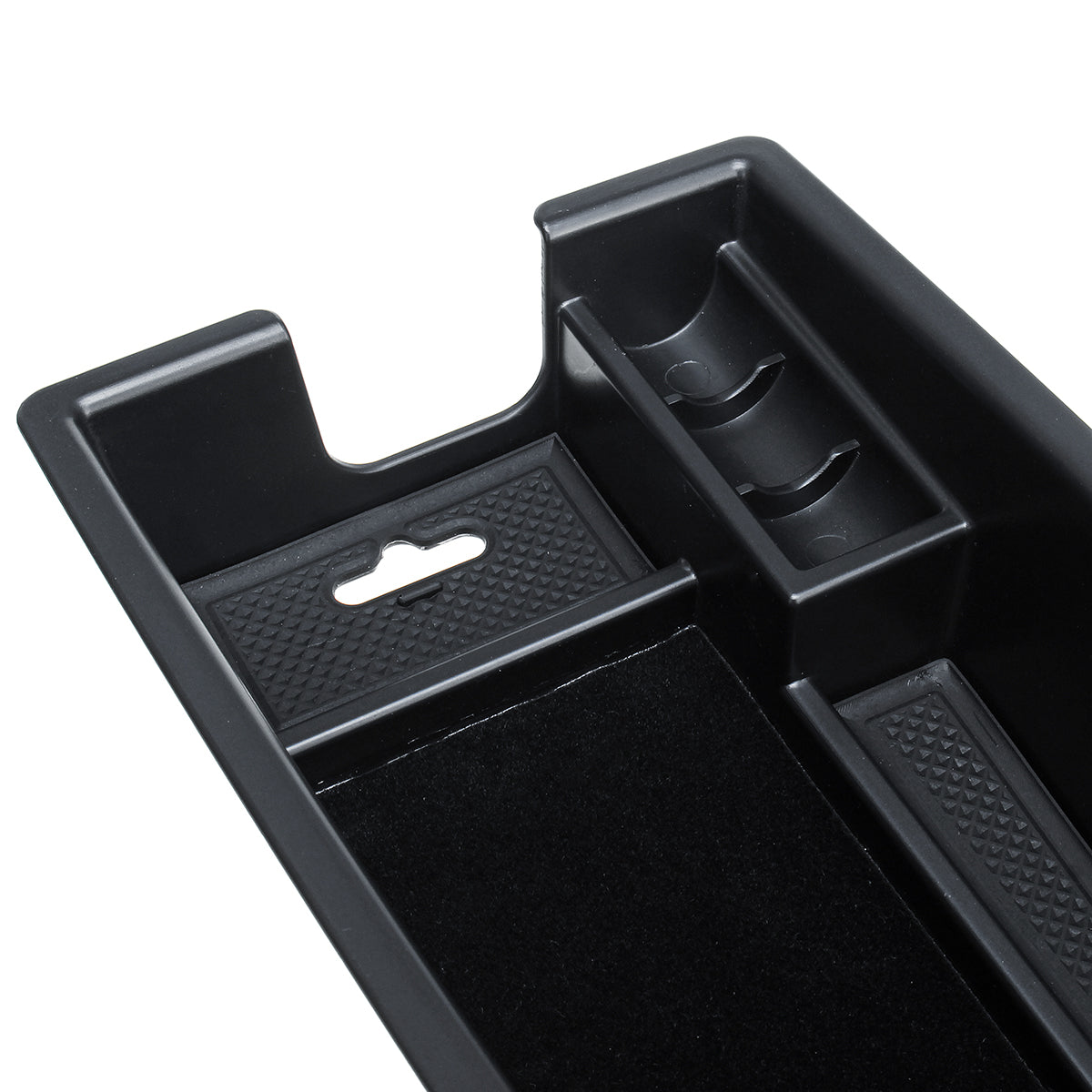 Black 12V QI Central Armrest Car Seat Crevice Storage Box Wireless Charging W/ Cigare Light Plug For Benz C GLC Class LHD