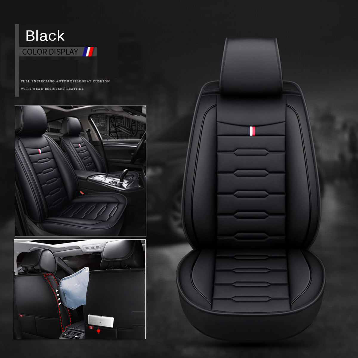 Universal Car Seat Cover PU Leather Front Rear Cushion Accessories Seat Protect - Auto GoShop
