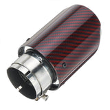 63MM Universal Real Glossy Carbon Fiber Red Exhaust Muffler Tip End Tail Pipe - Auto GoShop