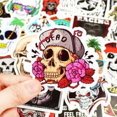 Hot Pink Skull head doodle sticker (50 pieces)