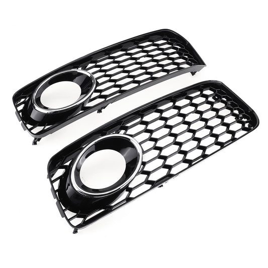 Front Fog Light Lamp Cover Grille Grill Honeycomb Hex Chrome Silver For Audi A5 S-Line S5 B8 RS5 2008-2012 - Auto GoShop