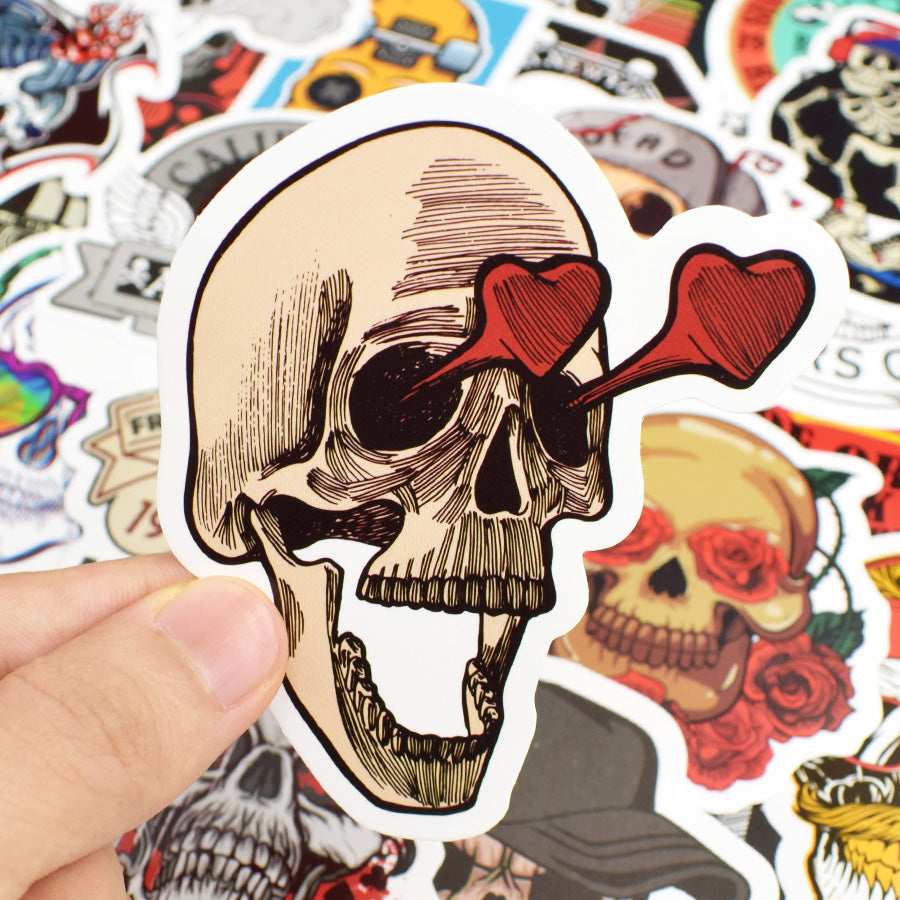 Bisque Skull head doodle sticker (50 pieces)
